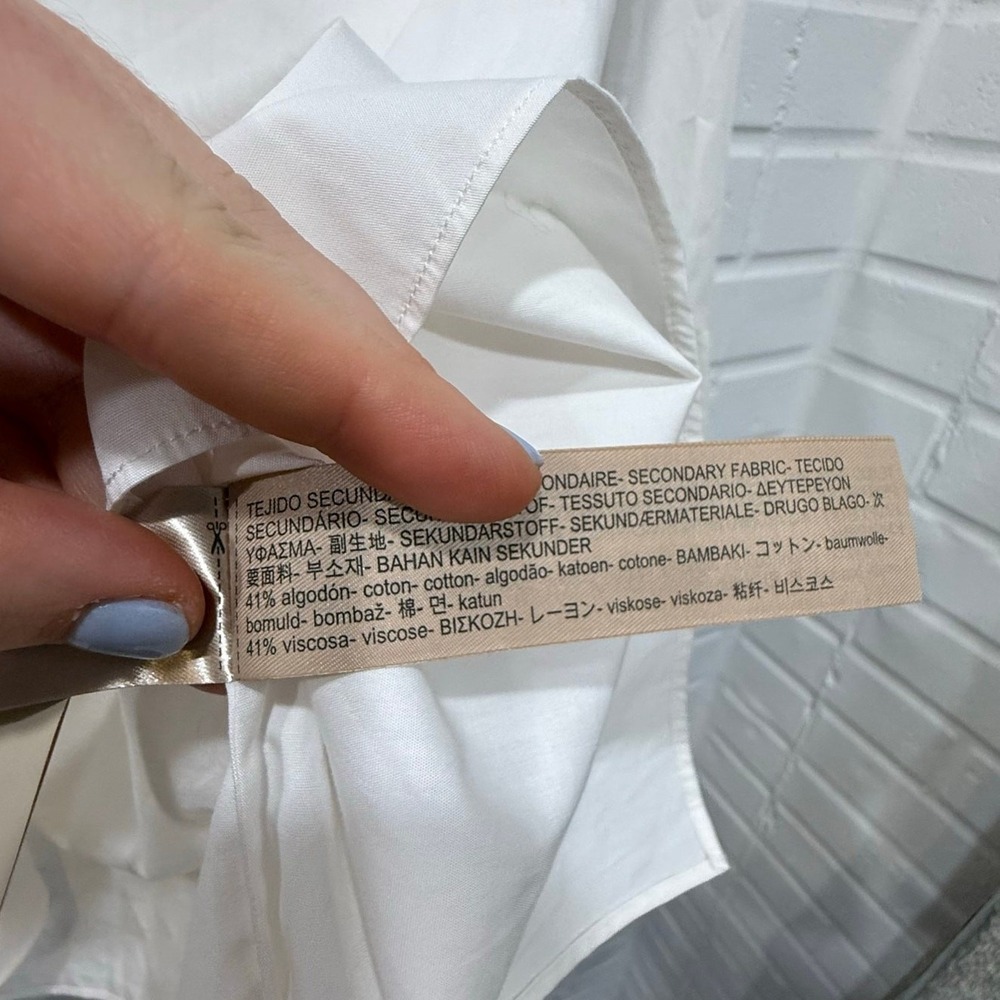 Massimo Dutti VNeck Blouse Silk Blend Bell Sleeve Floral Sz 6 NWT Minor‎ Blemish - Picture 11 of 16